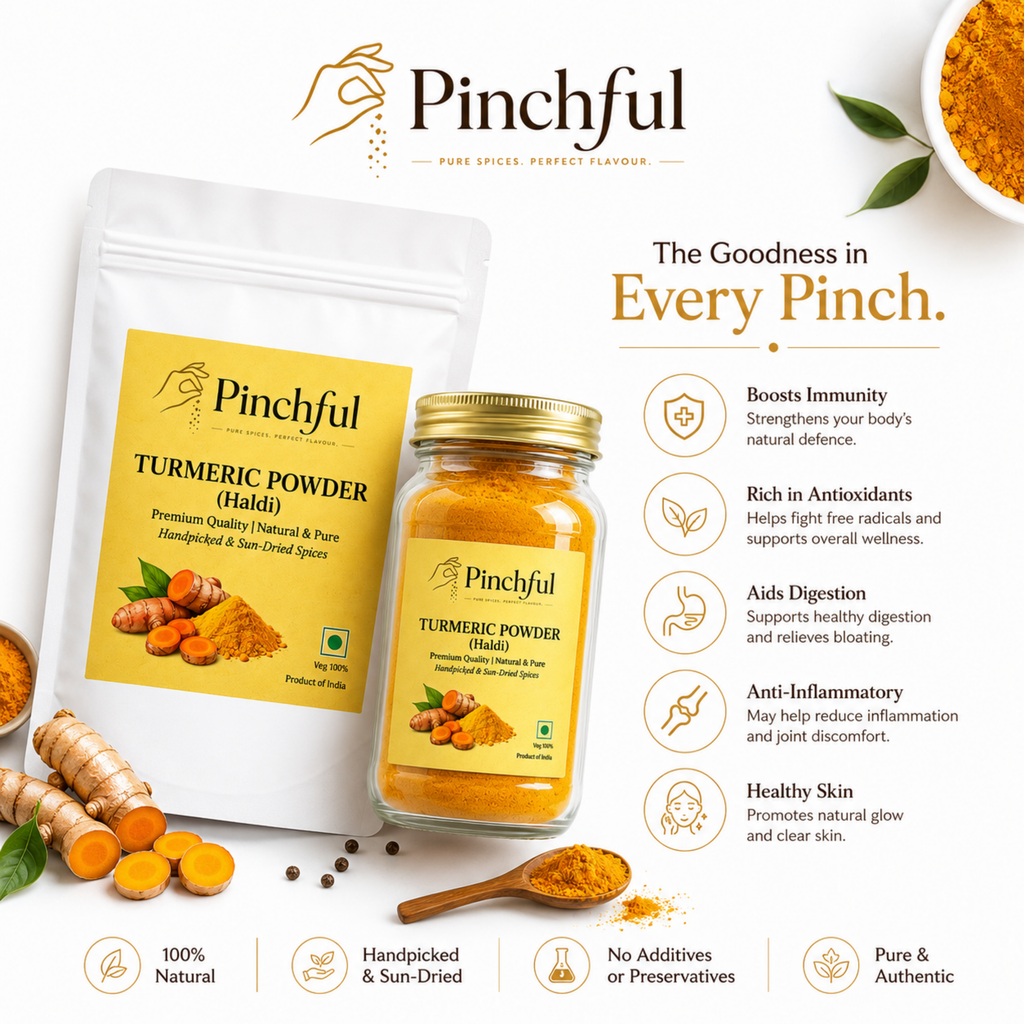 Pinchful Premium Turmeric Powder (Haldi) | Natural & Pure | Handpicked & Sun-Dried