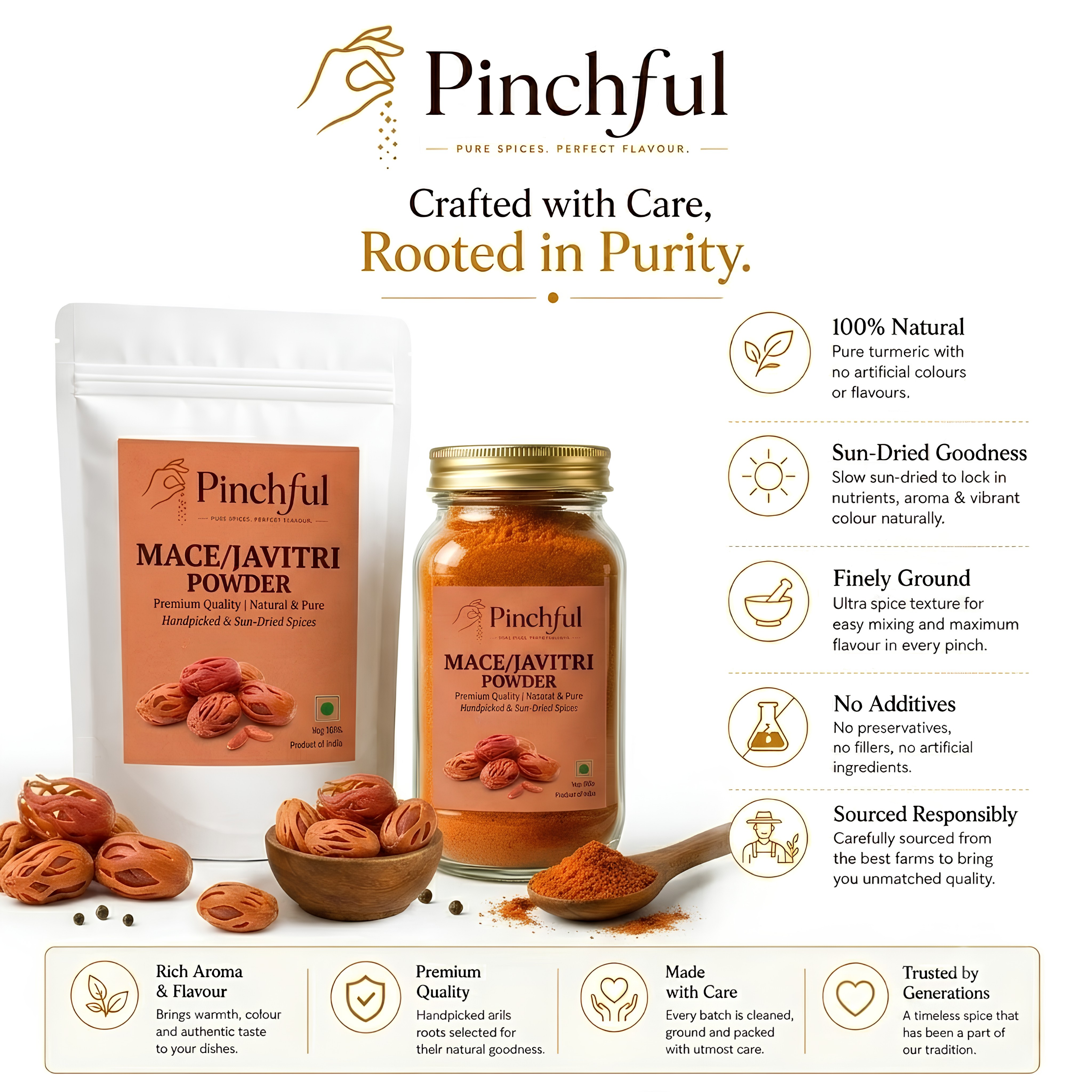 Pinchful Premium Mace Powder (Javitri) | Natural & Pure | Rich & Aromatic