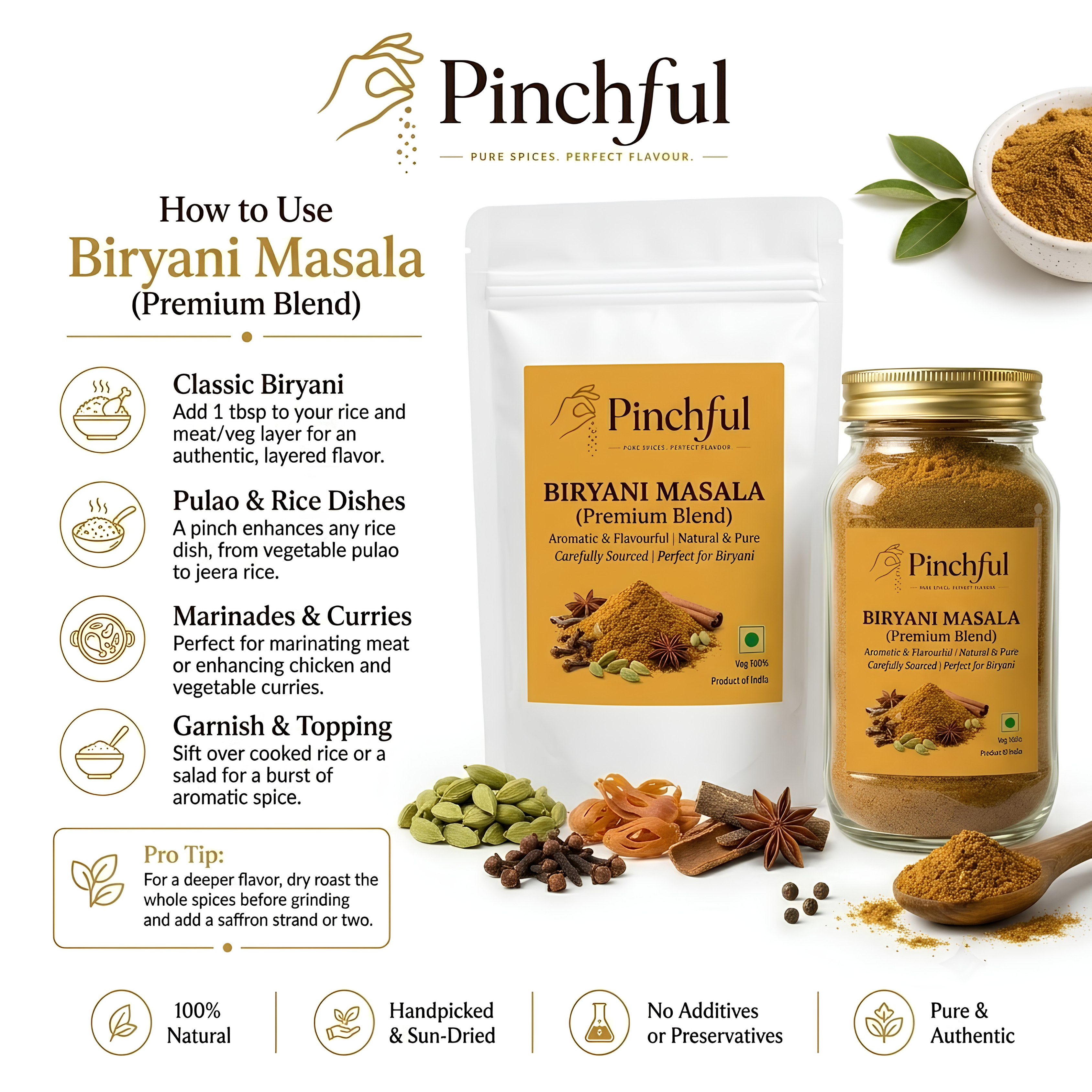 Pinchful Premium Biryani Masala | Aromatic & Flavourful Indian Spice Blend