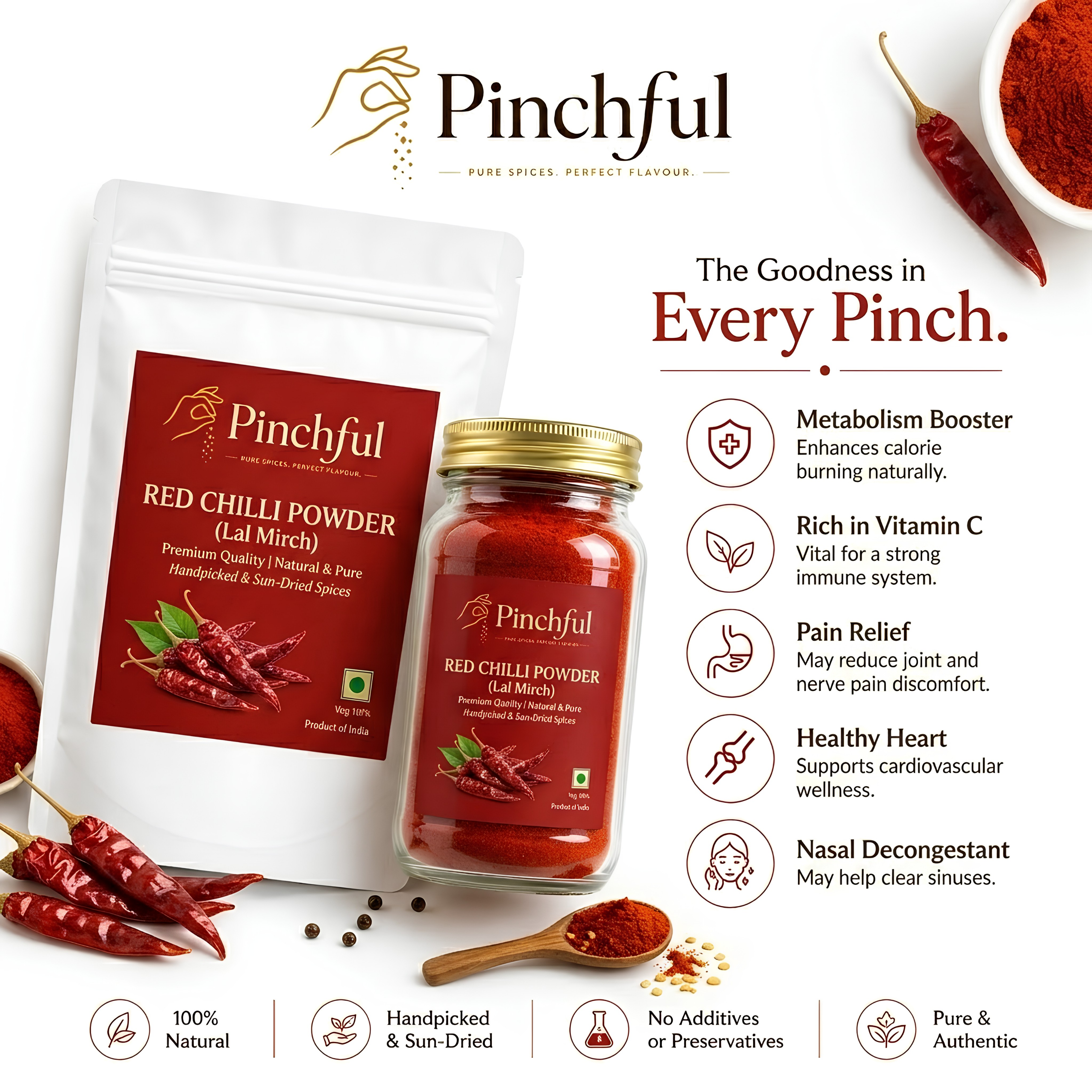 Pinchful Premium Red Chilli Powder | 100% Pure & Natural