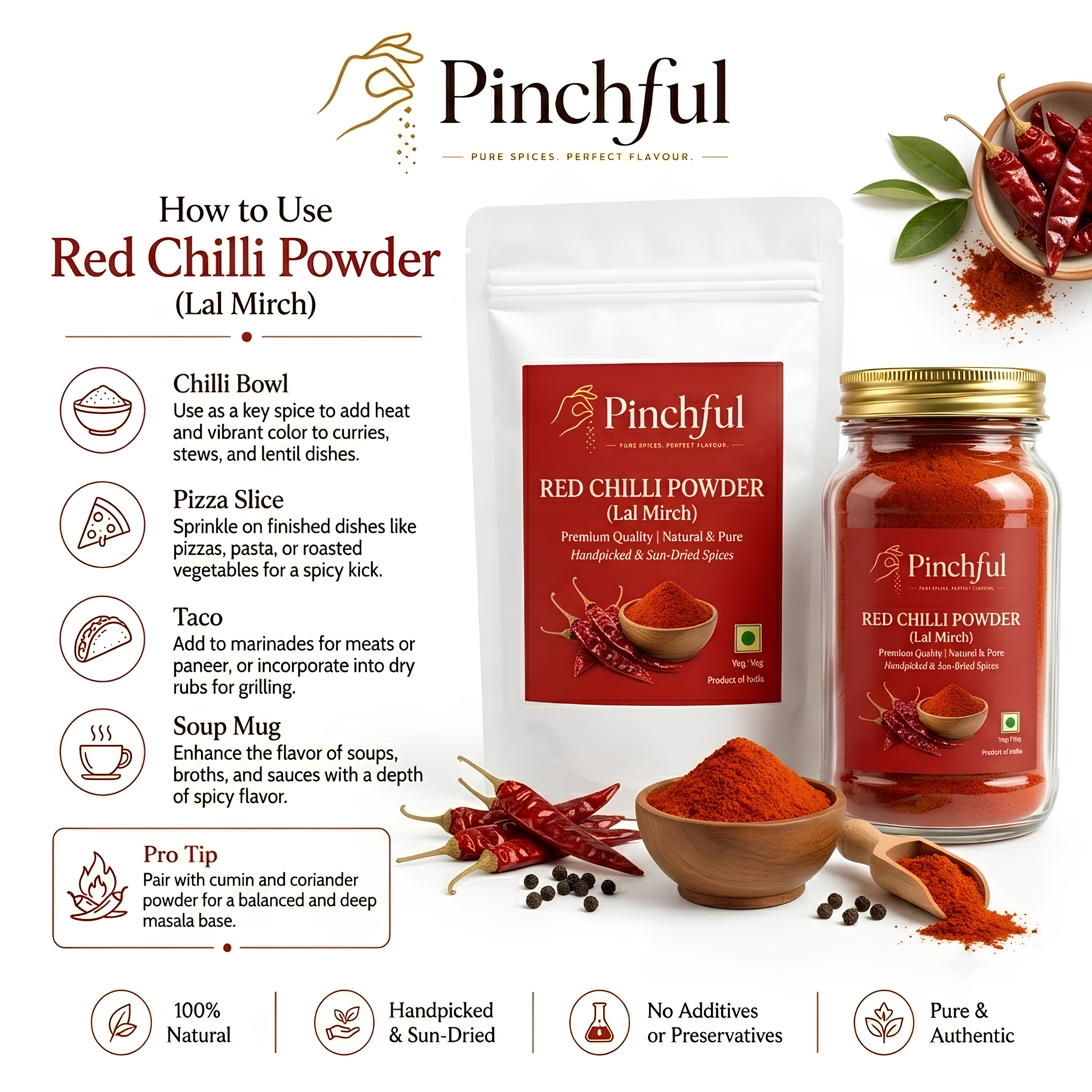 Pinchful Premium Red Chilli Powder | 100% Pure & Natural